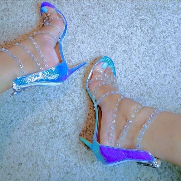 New Iridescent mermaid rhinestone studded sandal - Picture 1 of 4